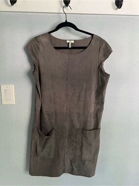 Joke Suede Shift Dress with Pockets - Taupe, sz M